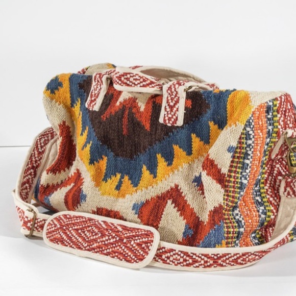 SOLD OUT Handmade Neo Boho Chic Navajo Western Multicolor Weekender Duffle Bag - Picture 2 of 8